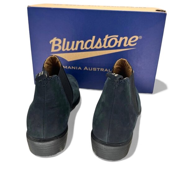 Blundstone 1975 Leather Low Heel Elastic Short Boots Navy Nubuck AU 5 Chelsea - Picture 7 of 12